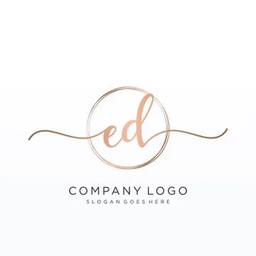 ED Initial handwriting logo design Stock Illustration