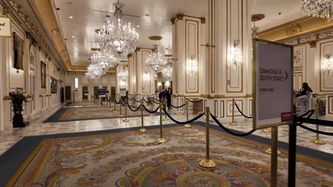 ED: LV, NV, US 8/25/25: Luxurious Check-In Area at Las Vegas Paris Hotel and Stock Footage 317264320