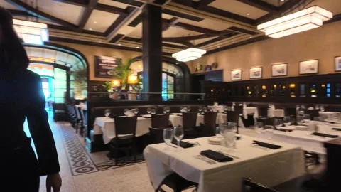 ED: LV, NV, US 8/25/25: Entering the Mon Ami Gabi Indoor Dining Area at Paris Stock Footage 317470091