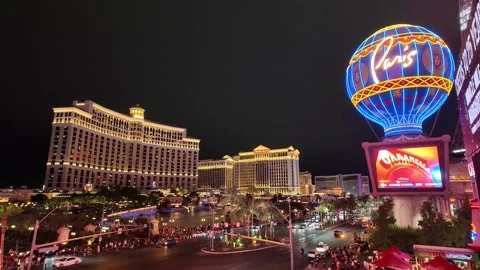 ED: LV, NV, US 8/25/25: Nighttime Aerial View of Bustling Las Vegas Strip Stock Footage 317721726