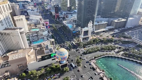 ED: LV, NV, US 8/25/25: Overview of Las Vegas Strip Showing Paris Hotel and Stock Footage 318314873