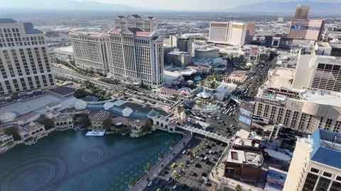 ED: LV, NV, US 8/25/25: North Las Vegas Strip Aerial View Featuring Major Casino Stock Footage 318314974