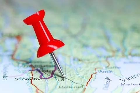 Ed, Sweden pin on map Stock Photos