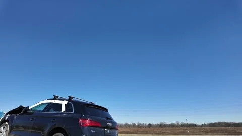 ED: Toledo, OH, USA 3/25/2025: Vehicles Being Towed After Accident on Highway Stock Footage 332382353