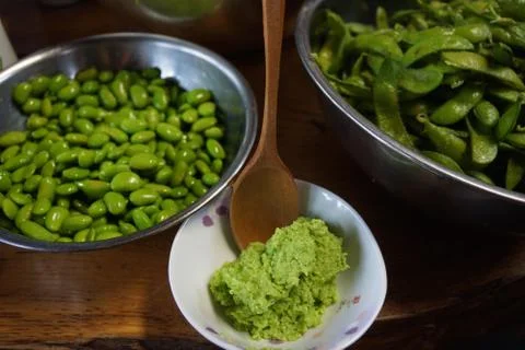 Edamame Dip Foto stock