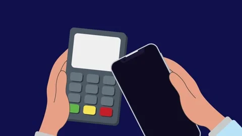 EDC payment machine and a smartphone showing a successful transaction Video stock 311442696