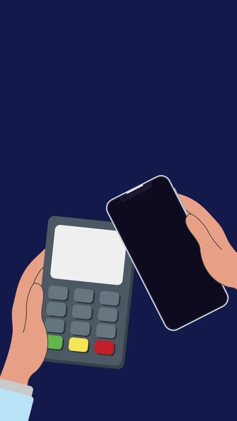 EDC payment machine and a smartphone showing a successful transaction Stock Footage 311442704