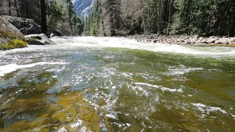 Eddy on Merced River Yosemite Stock Footage 185895291
