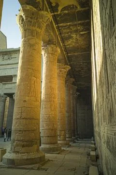 Edfu Temple columns Side walk Stock Photos
