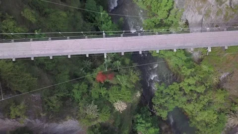 Edgar Bridge Over Arrow River Near Queenstown, New Zealand - Drone Video stock 248435445