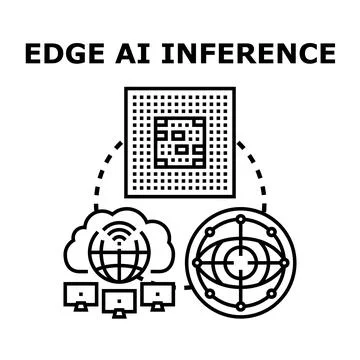 Edge ai inference concept connecting processor and cloud network Illustrazione stock
