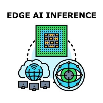 Edge ai inference concept connecting processor and cloud network Illustrazione stock