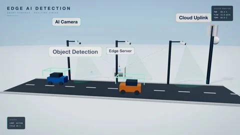 Edge ai smart camera detection animation Stock Footage 339335525