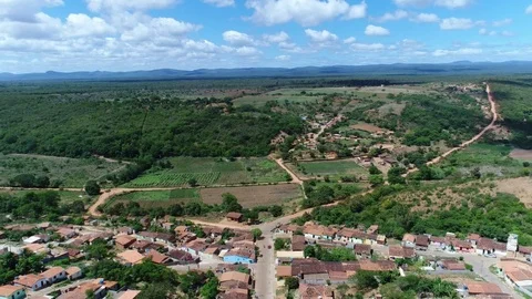 Edge of Brazillian village entering countryside. Stock Footage