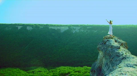 At the edge of the cliff Stock Footage 820335
