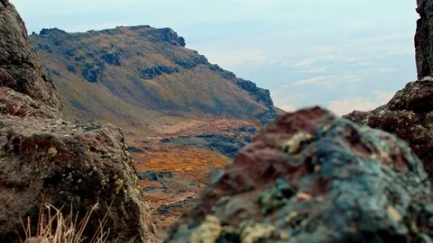 Edge of cliff macro silder 2 Summit Steens Mountain Near Malhuer Wildlife Refuge Stock Footage 81661379