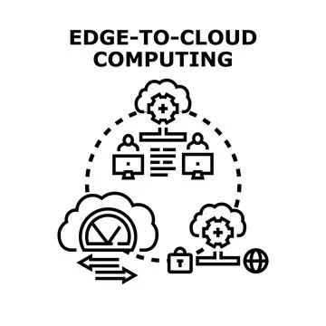 Edge to cloud computing connection architecture concept 스톡 일러스트