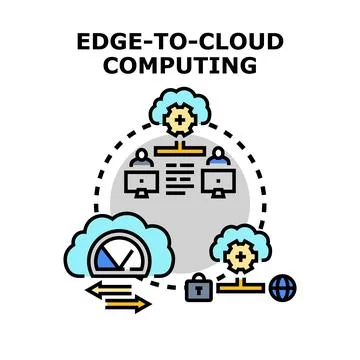 Edge to cloud computing connection architecture concept Stock Illustration