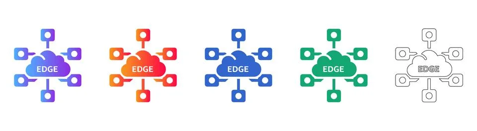 Edge Cloud Computing Network Architecture Icons Stock Illustration