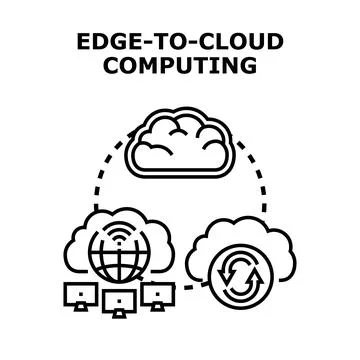 Edge to cloud computing visualizing data processing and transfer Stockillustratie