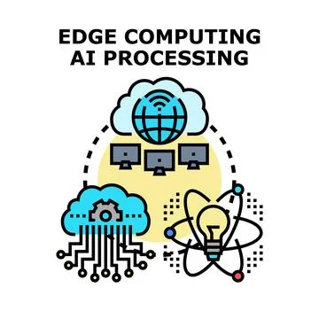 Edge computing ai processing concept illustration Illustrazione stock
