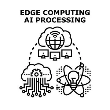 Edge computing ai processing concept illustration 库存插图