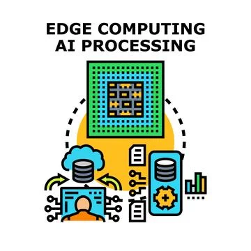 Edge computing ai processing data management concept Stock Illustration