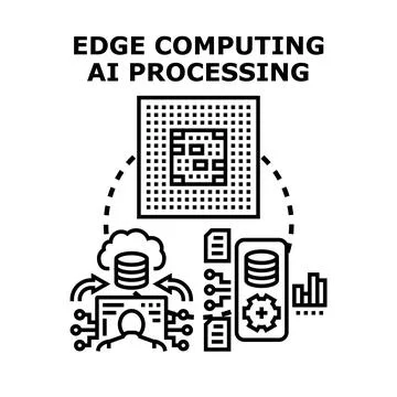 Edge computing ai processing data management concept Stock Illustration