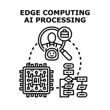Edge computing ai processing for user data analysis Stock Illustration