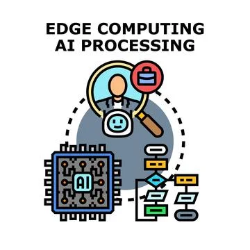 Edge computing ai processing for user data analysis Stock Illustration