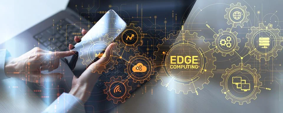 Edge Computing Concept: Enhancing Data Processing at the Network Edge. Fotos Stock