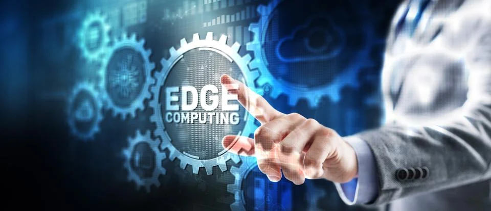 Edge computing. Distributed computing on devices. Concept Technology Foto stock