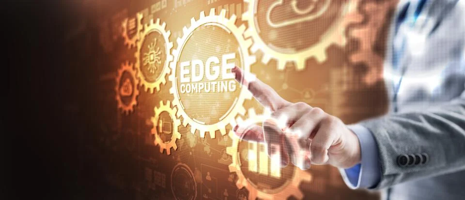 Edge computing. Distributed computing on devices. Concept Technology Foto stock