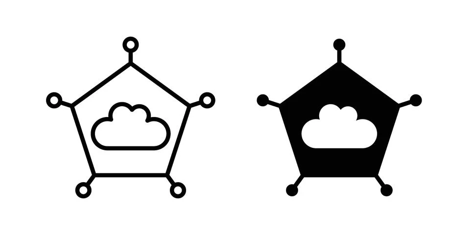 Edge computing icon set modern line and solid style collection. Stock Illustration