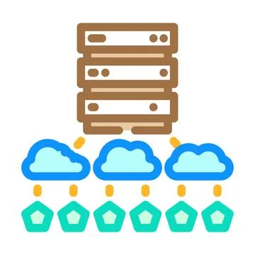 Edge computing industry 4 color icon vector illustration Illustrazione stock