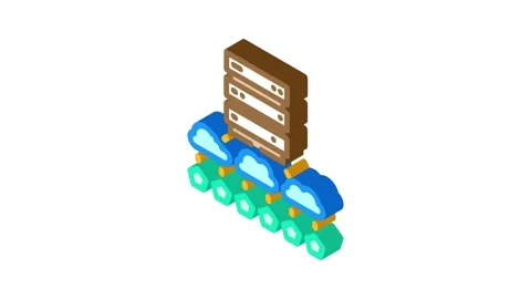 Edge computing industry 4 isometric icon animation 스톡 동영상 327280255