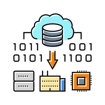 Edge computing industry color icon vector illustration Stock Illustration