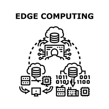 Edge computing infrastructure processing digital data network イラスト素材