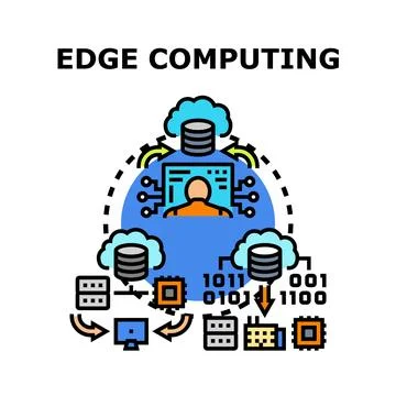 Edge computing infrastructure processing digital data network Stock Illustration