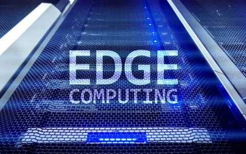 EDGE computing, internet and modern technology concept on modern server room  Illustrazione stock