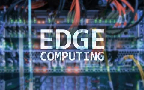 EDGE computing, internet and modern technology concept on modern server room  Illustrazione stock