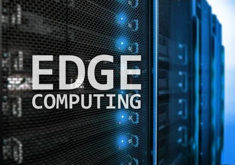 EDGE computing, internet and modern technology concept on modern server room  Stock Illustration