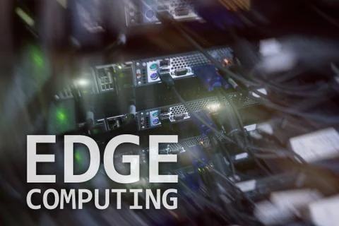 EDGE computing, internet and modern technology concept on modern server room  스톡 일러스트
