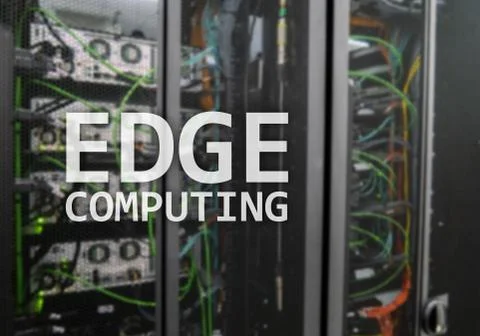 EDGE computing, internet and modern technology concept on modern server room  Stock Illustration