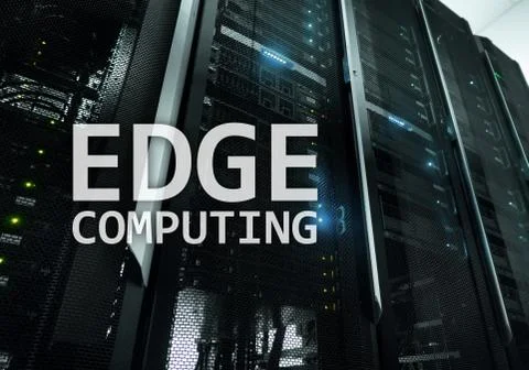 EDGE computing, internet and modern technology concept on modern server room  Stock Illustration
