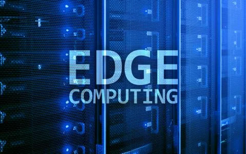 EDGE computing, internet and modern technology concept on modern server room  Stock Illustration