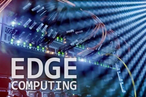 EDGE computing, internet and modern technology concept on modern server room  Illustrazione stock