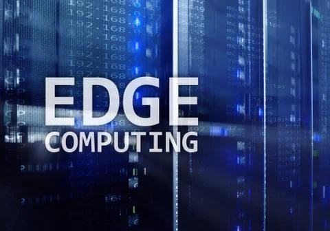 EDGE computing, internet and modern technology concept on modern server room  Illustrazione stock