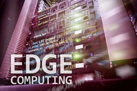 EDGE computing, internet and modern technology concept on modern server room  Stock Illustration