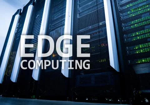 EDGE computing, internet and modern technology concept on modern server room  Stock Illustration